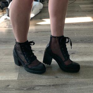 Mesh Paneled Combat Boots